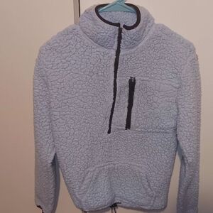 No Boundaries Men's Zip Up Sherpa Sweater - Light Blue